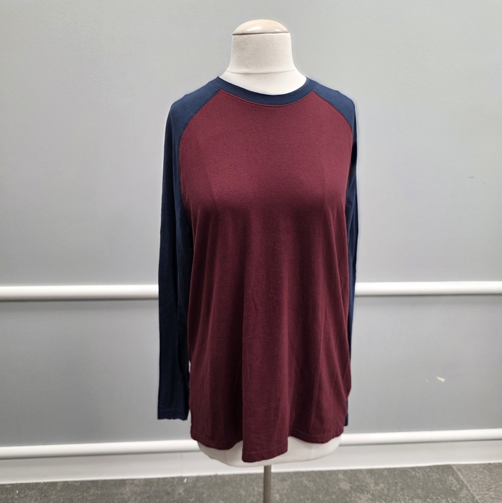 George Burgundy and Navy Long Sleeve Raglan Tee